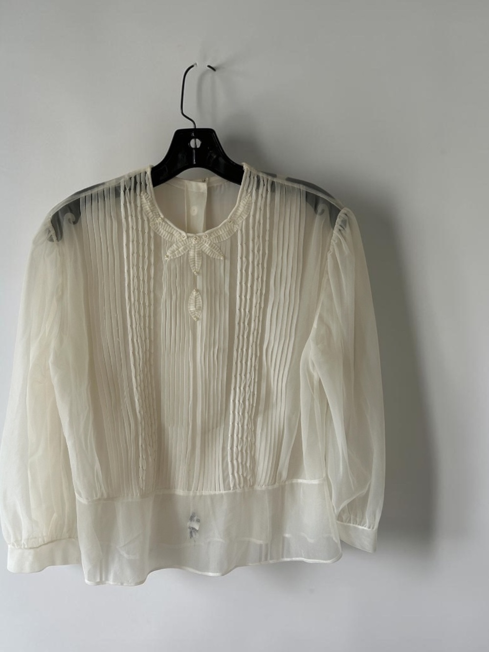 Debcraft Vintage Sheer Pleated and Embellished Top